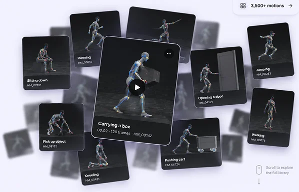 Motion capture robotics dataset cards
